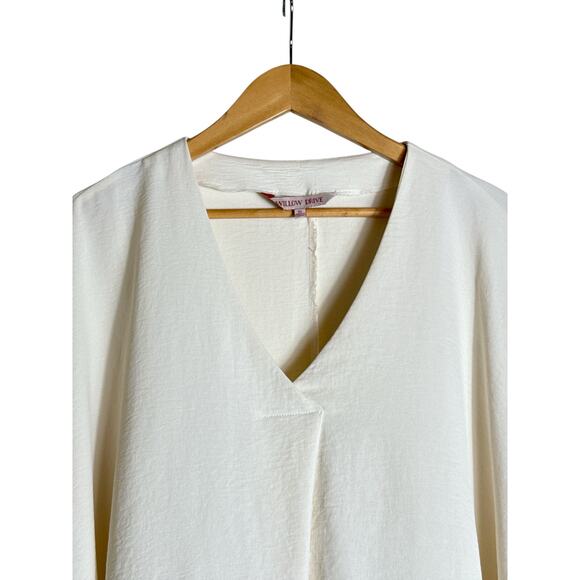 Willow Drive Women's 3/4 Sleeve V-Neck Hi-Low Relaxed Pullover Top Size XL Cream - Picture 3 of 8